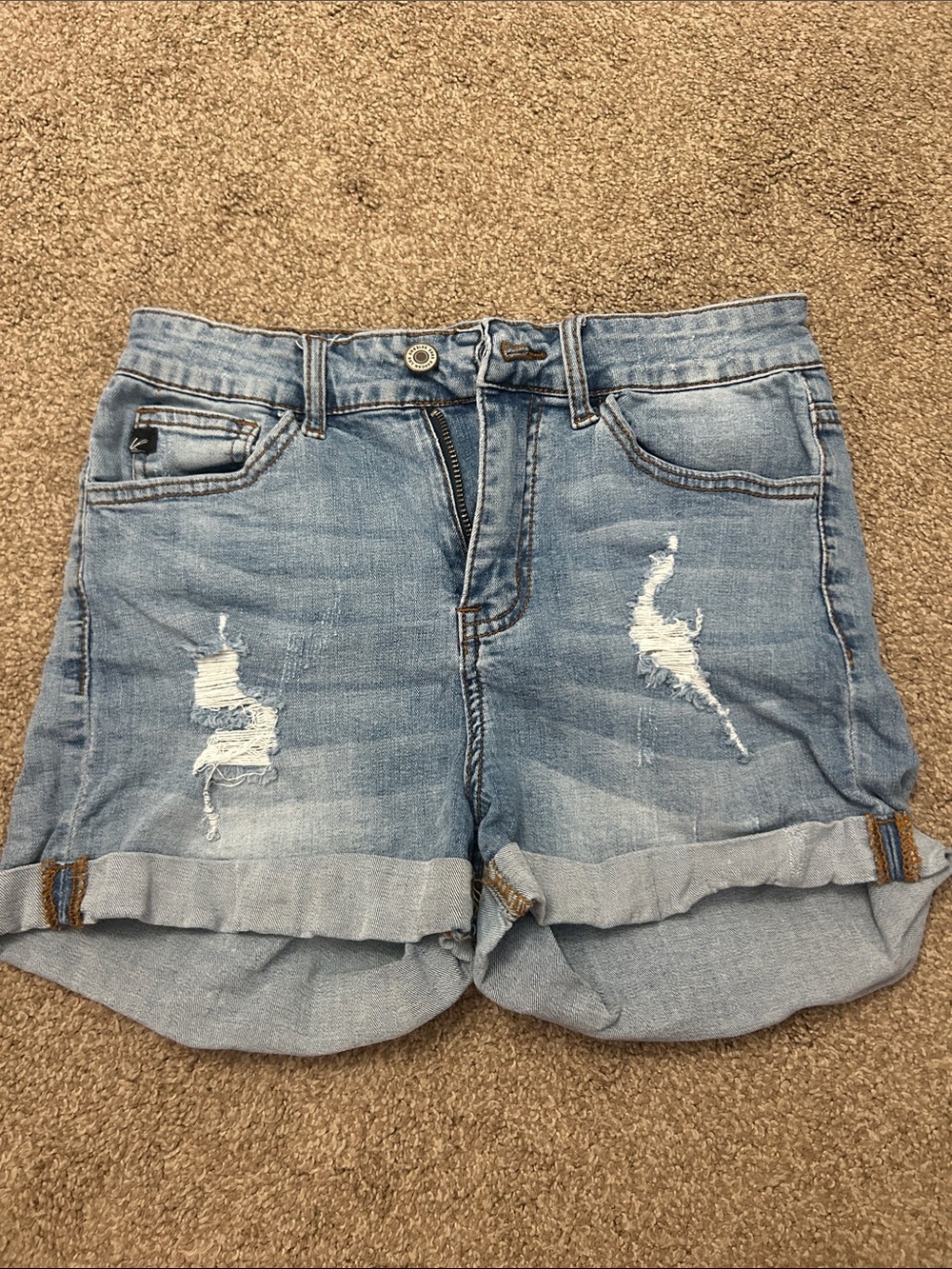 Kancan Light Blue Distressed Denim Shorts - Women